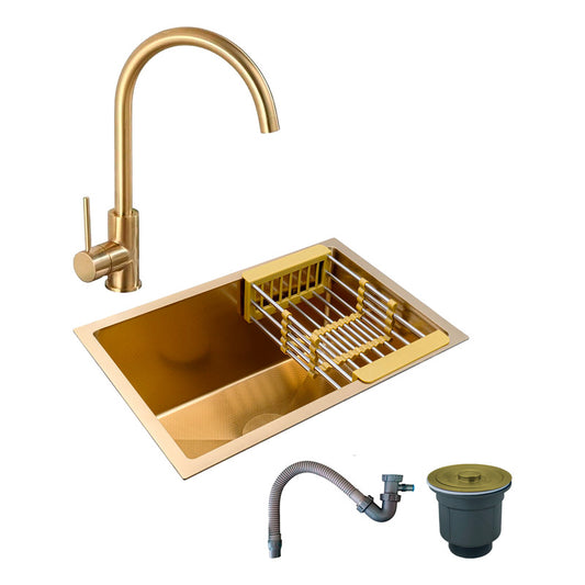 Combo Lavaplatos 51*45cm+griferia Lvp Oro Cepillado+acc1