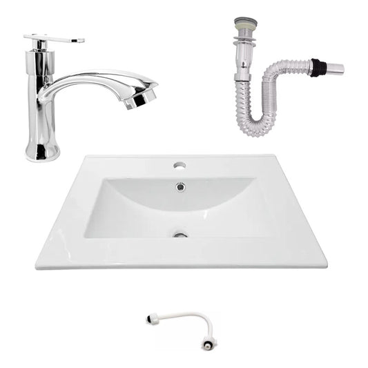 Kit Placa Lavam. 61*46.5cm+griferia Agua Fria+push Flex.16