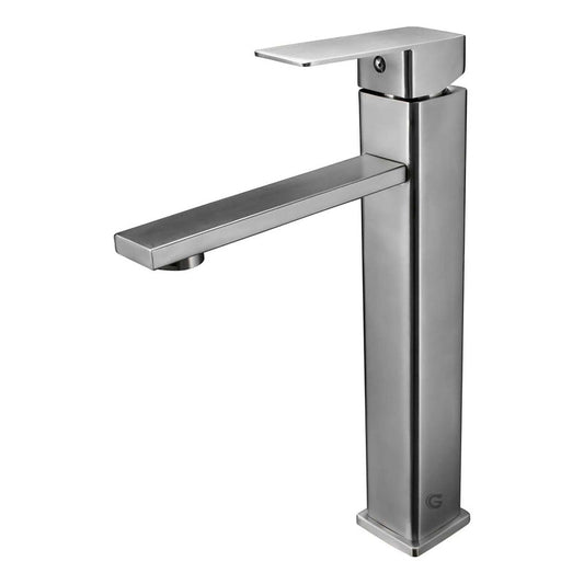 Grifería Alta Lavamanos Satinada En Acero