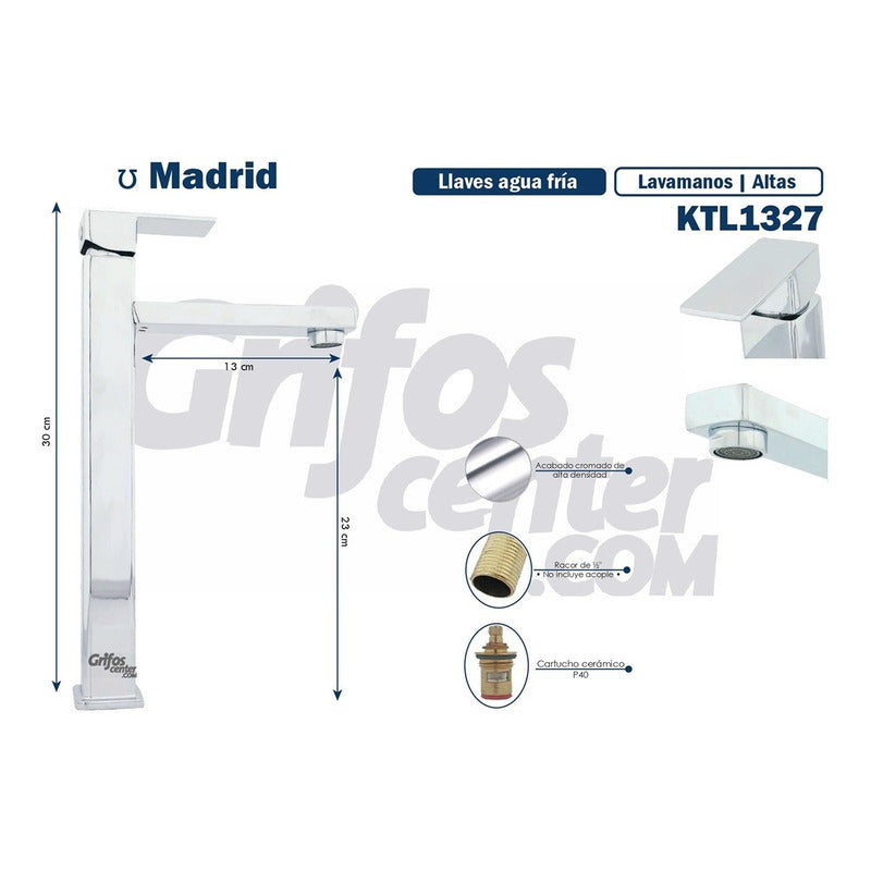 Grifería Lavamanos Agua Fría Alta Madrid