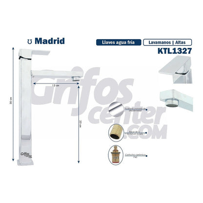 Grifería Lavamanos Agua Fría Alta Madrid