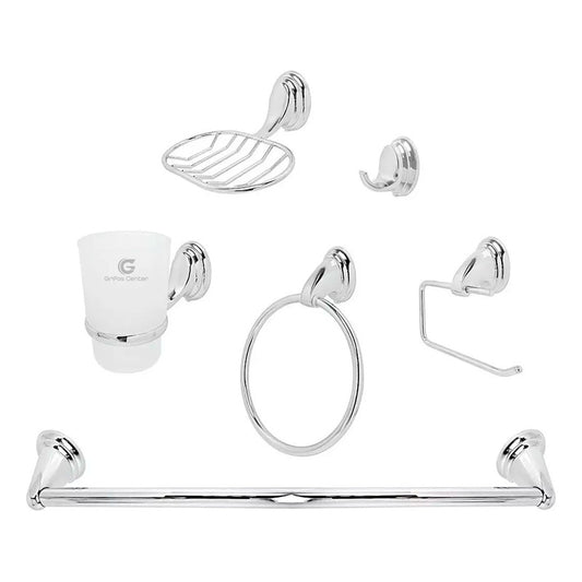 Juego De Accesorios Para Baño Plateado Brillante