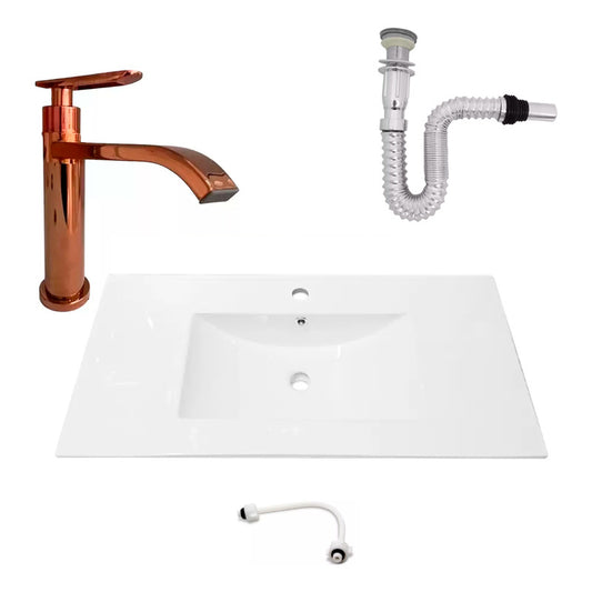 Kit Placa Lavamanos 91*46.5cm+griferia Agua Fria+push Flex.4