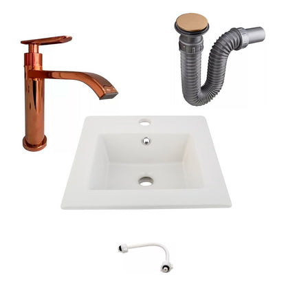 Combo Placa Lavamanos 41*41cm+griferia Agua Fria+push Rose1