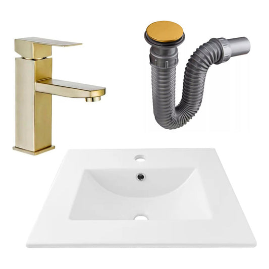 Combo Placa Lavamanos 51*40cm+griferia Monocontrol+push Oro1