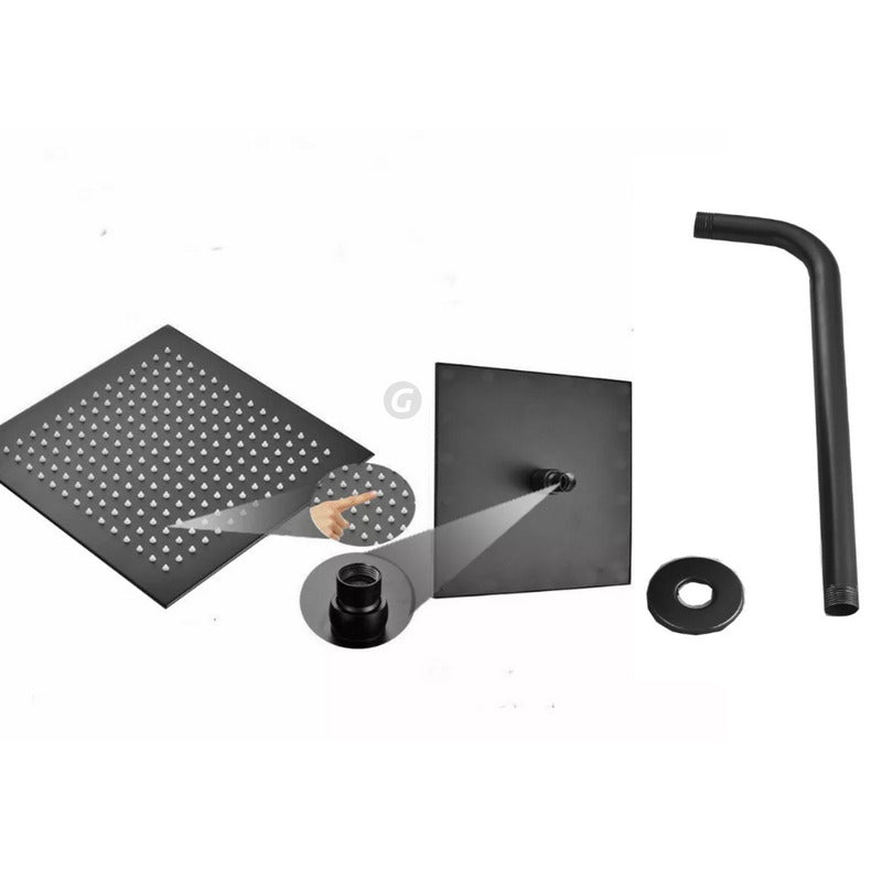 Regadera Para Ducha Color Negro Con Acabado Mate - Con Tubo