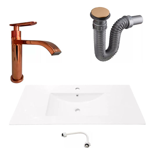 Combo Placa Lavamanos 101*46,5cm+grifo Agua Fria+push Rose1