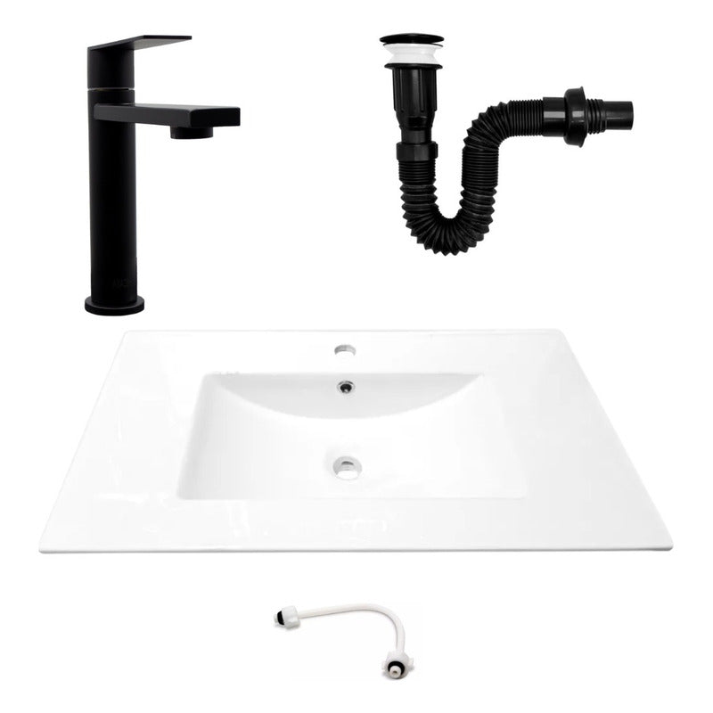Combo Placa Lavamanos 81*46,5cm+grifo Agua Fria+push Negro3