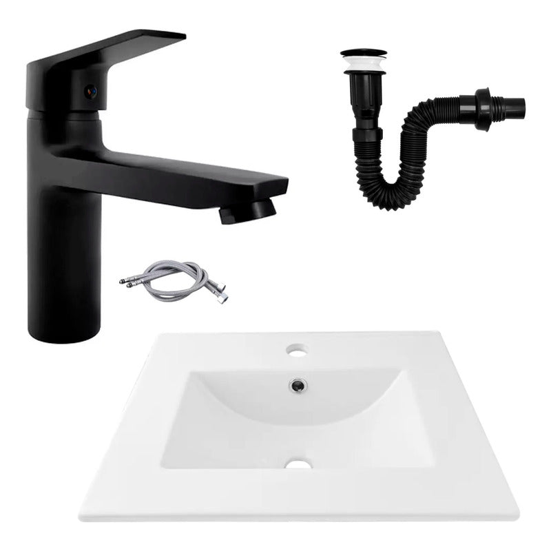 Kit Placa Lavamanos 51*40cm+griferia Monocontrol+push Negro3