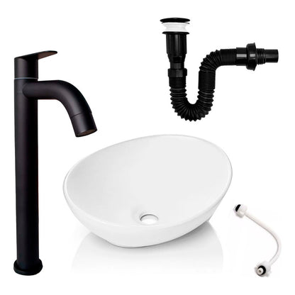 Kit Lavamanos Canoa+griferia Agua Fria Hc+push Negro