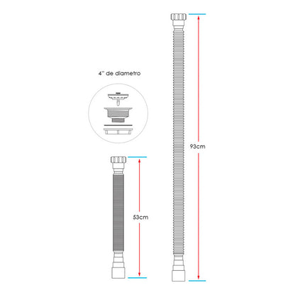 Desagüe Para Lavaplatos Flexible Con Canastilla
