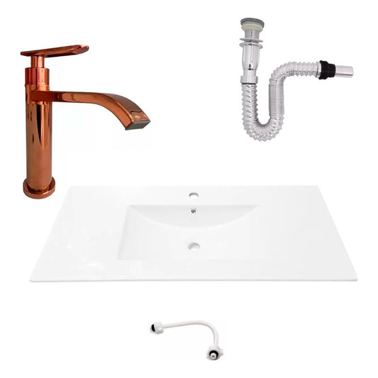 Kit Placa Lavamanos 101*46.5cm+griferia Agua Fria+push Flex4