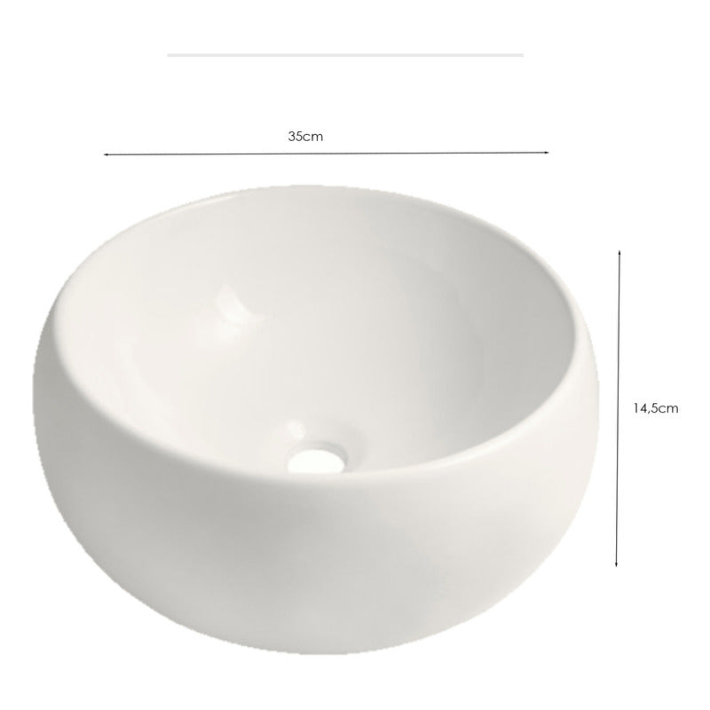 Lavamanos Redondo De Sobreponer Blanco  31*31*14,5cm