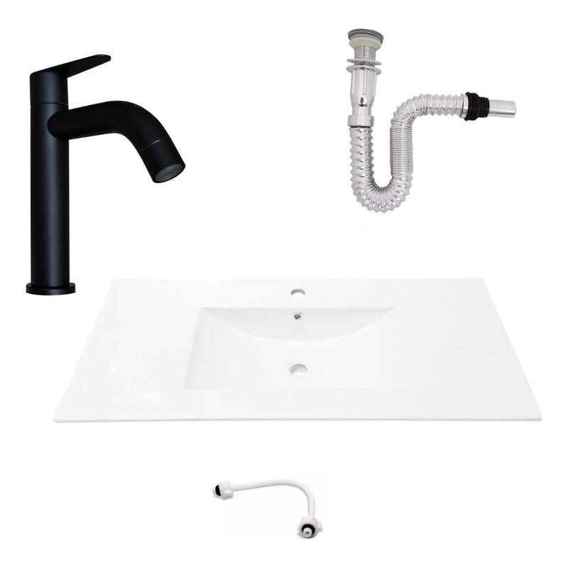 Kit Placa Lavamanos 101*46.5cm+griferia Agua Fria+push Flex9