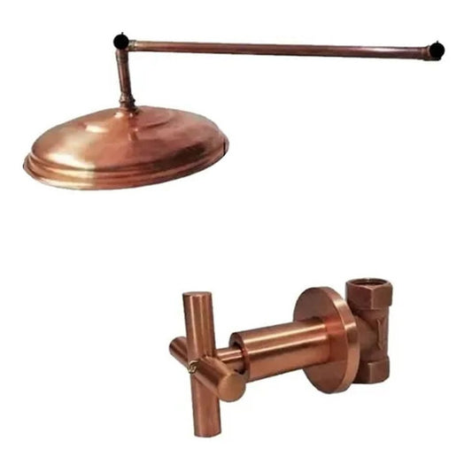 Ducha En Cobre De 20cm Con Registro En Cobre Natural