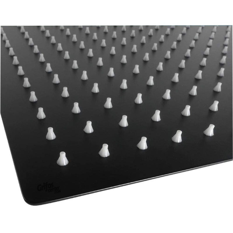 Regadera Ducha Negra Acero Cuadrada 15cm Incluye Tubo
