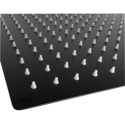 Regadera Ducha Negra Acero Cuadrada 15cm Incluye Tubo