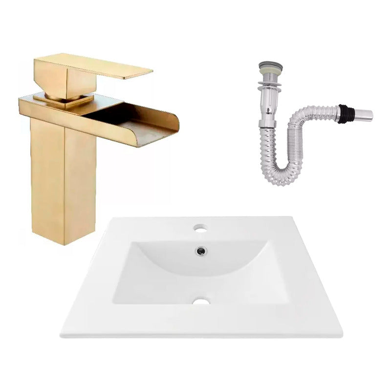 Kit Placa Lavamanos 51*40cm+griferia Monocontrol+push Flex10