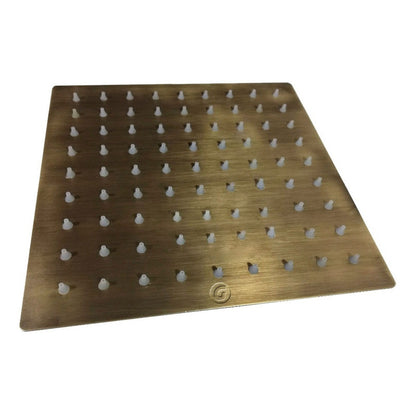 Tubo Con Ducha Cuadrada 20x20 Vintage Bronce Antiguo
