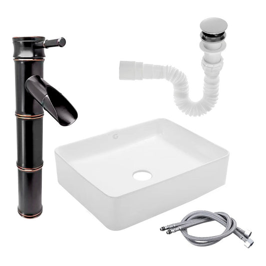 Kit Lavamanos Rectangular+grifo Monocontrol Bambú Negro