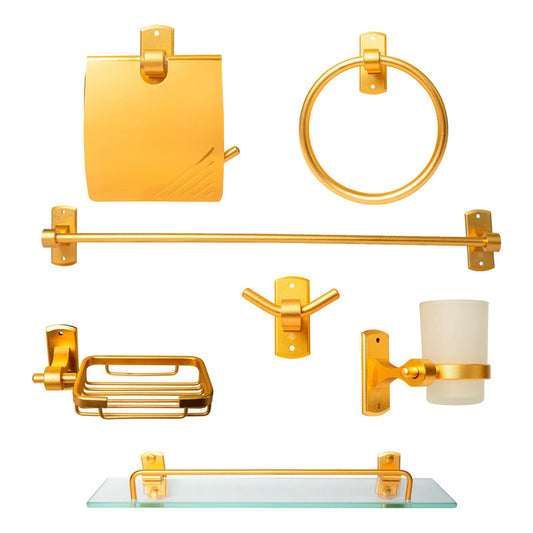 Juego De Accesorios Para Baño Dorado Vintage En Aluminio X7