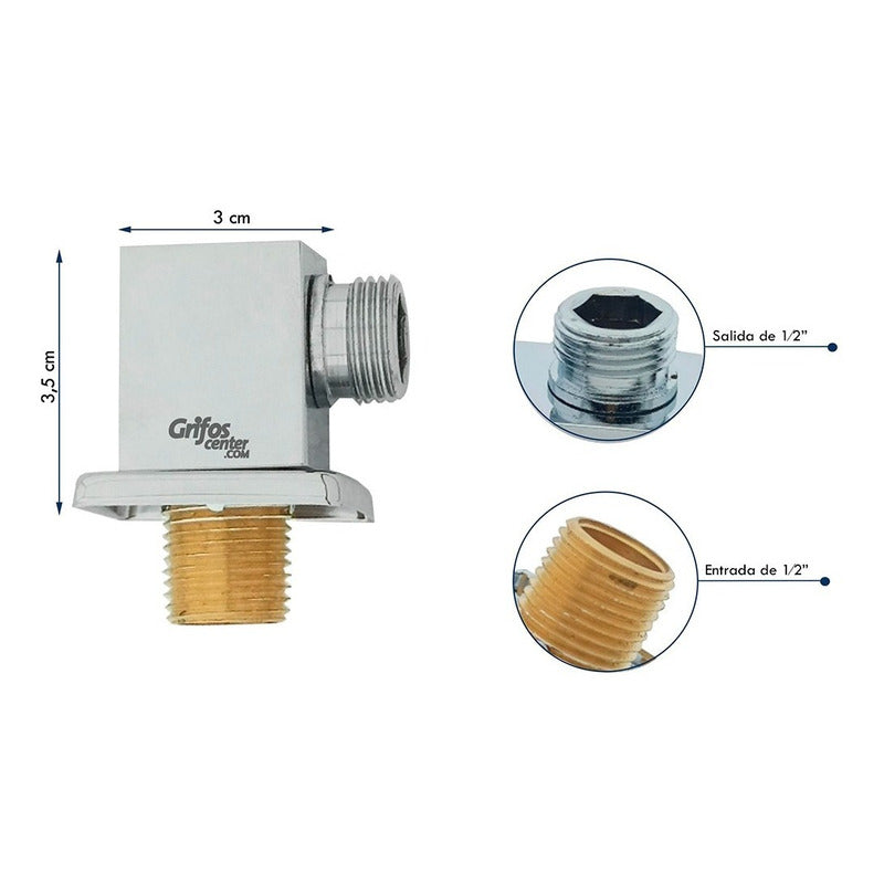 Codo Cuadrado En Bronce De Baño