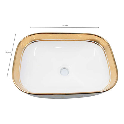 Lavamanos Rectangular Egipcio Dorado/blanca 45.5*32.5*13.5cm