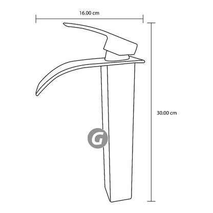 Llave Lavamanos Alta Cascada Vintage Acabado Oro Laton