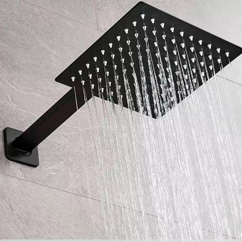 Ducha Regadera Acero Inox. Cuadrada 25cm Negra + Tubo Cuadra