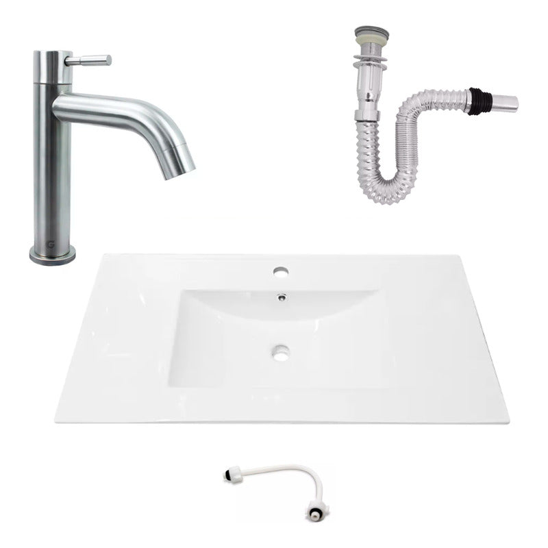 Kit Placa Lavamanos 91*46.5cm+griferia Agua Fria+push Flex.7