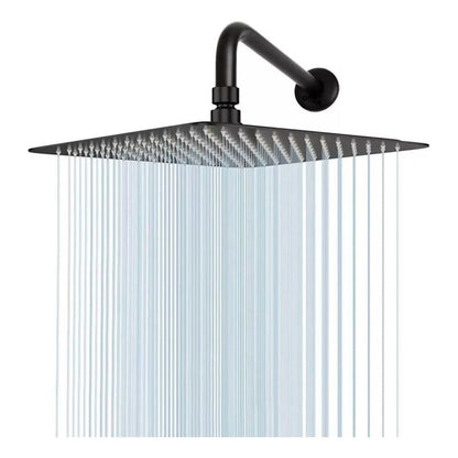 Ducha Regadera Acero Inox. Cuadrada 30cm Negro Mate + Tubo