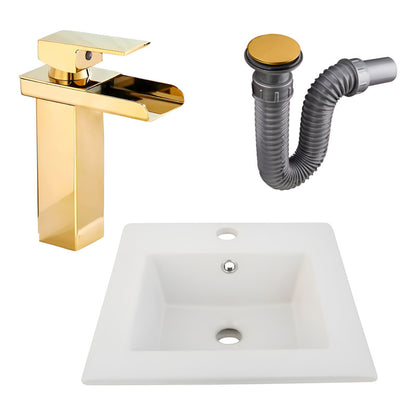 Combo Placa Lavamanos 41*41cm+griferia Monocontrol+push Oro7