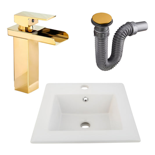 Combo Placa Lavamanos 41*41cm+griferia Monocontrol+push Oro7
