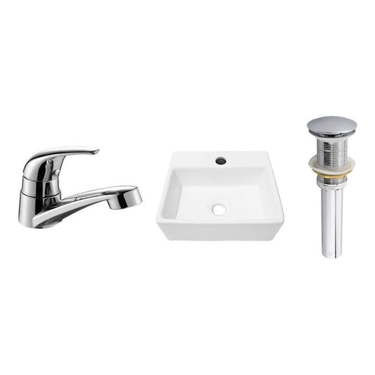 Combo De Lavamanos Blanco+griferia Agua Fria Cromo+push