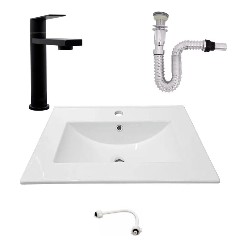 Kit Placa Lavam. 61*46.5cm+griferia Agua Fria+push Flex.11