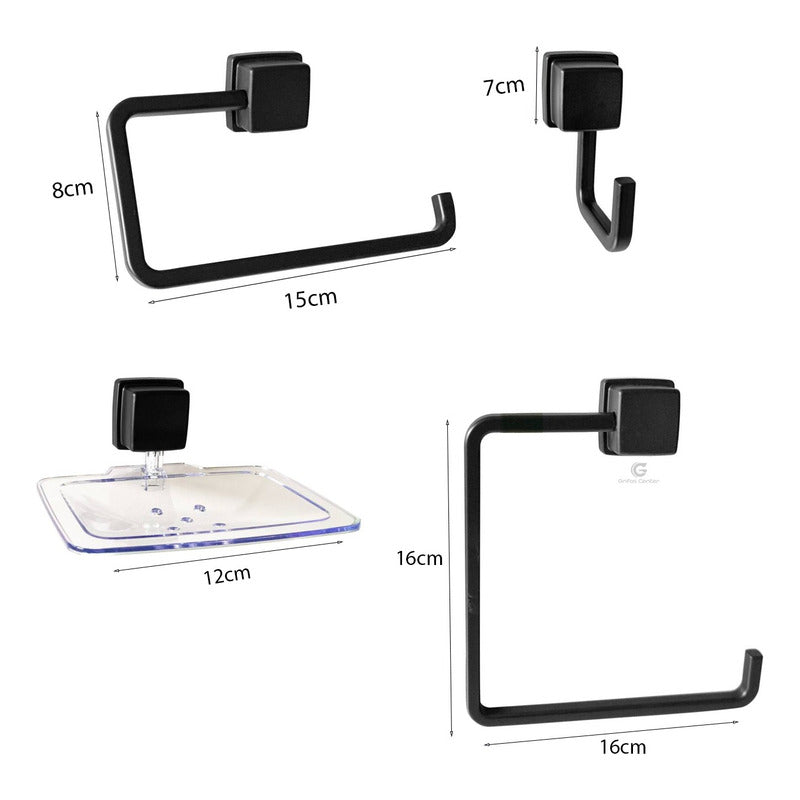 Juego De Accesorios Para Baño Ngro Mate X4 Piezas