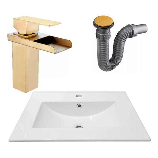 Combo Placa Lavamanos 61*46,5cm+grifo Monocontrol+push Oro5
