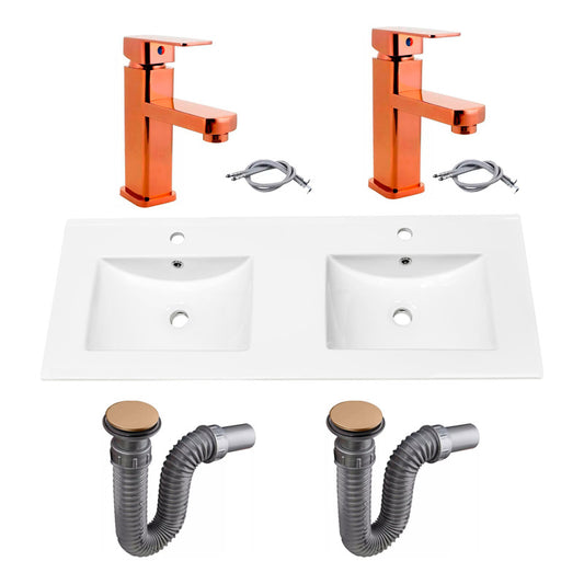 Combo Placa Doble Lavam.121*46,5cm+grifo Monoc.+push Ros1