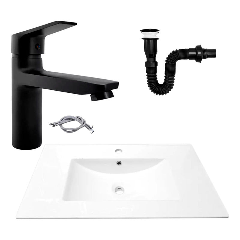 Combo Placa Lavamanos 81*46,5cm+grif.monocontrol+push Negro3