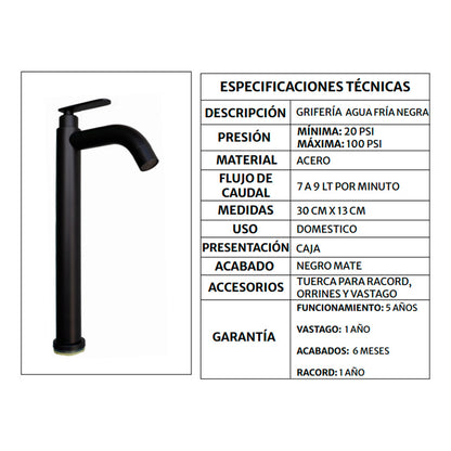 Combo Lavamanos Cuadrado+ Grif.fria Negra + Push Y Sifon Gf3