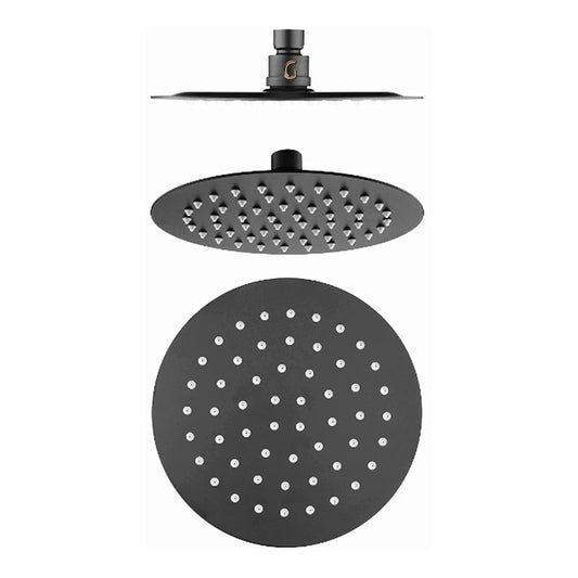 Ducha Regadera Metálica Redonda 20 Cms-negra Incluye Tubo