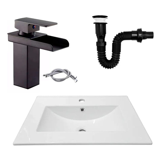 Combo Placa Lavamanos 61*40cm+grif.monocontrol.+push Negro2