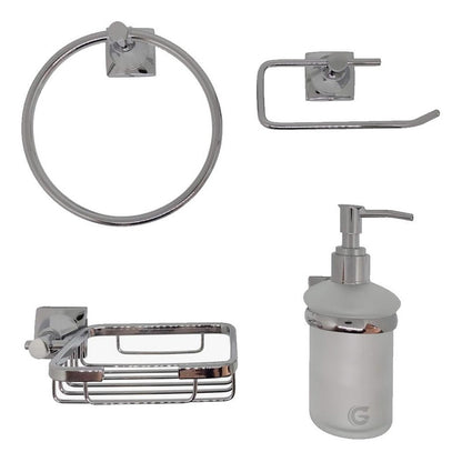 Juego De Accesorios Para Baño Cromado X4 Piezas