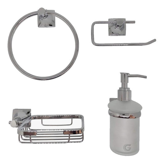 Juego De Accesorios Para Baño Cromado X4 Piezas