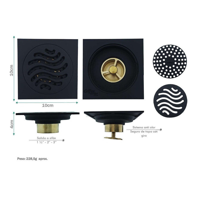 Rejilla Cuadrada Negro Bronce Ola