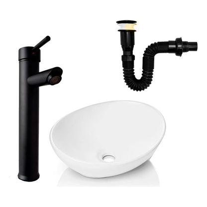 Kit Lavamanos Canoa+griferia Monocontrol Plana+push Negro