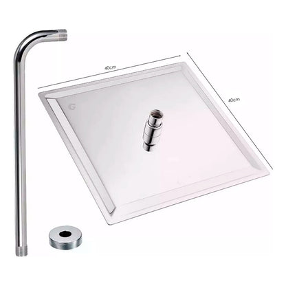 Regadera Ducha Cuadrada 40cm Plateada + Tubo