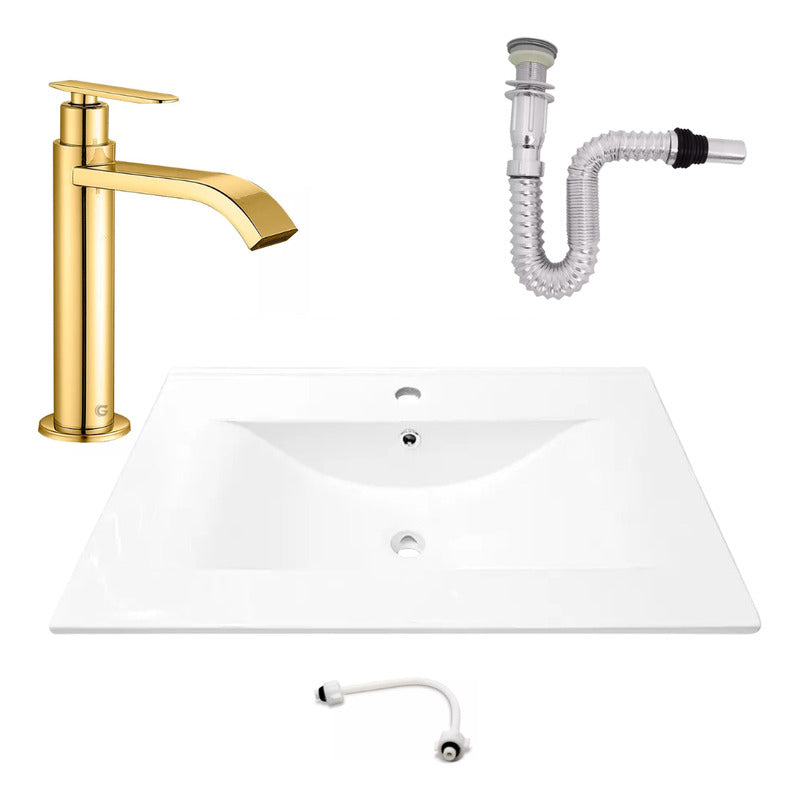 Kit Placa Lavamanos 71*46.5cm+griferia Agua Fria+push Flex.3