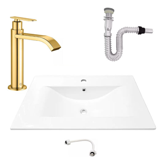 Kit Placa Lavamanos 71*46.5cm+griferia Agua Fria+push Flex.3