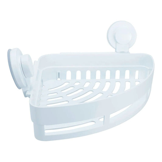 Repisa Organizadora Ventosa Baño Con Toallero Color Blanco